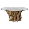 Uttermost Driftwood Glass Top Coffee Table with Teakwood Base