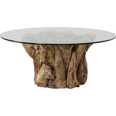 Driftwood Glass Top Large Coffee Table