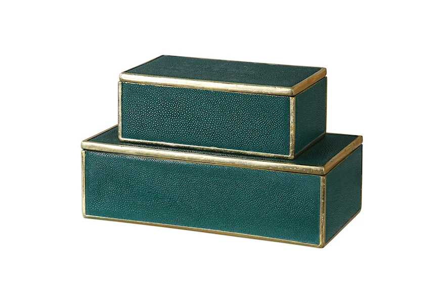 Accessories - Boxes Karis Emerald Green Boxes (Set of 2) by Uttermost at Mueller Furniture
