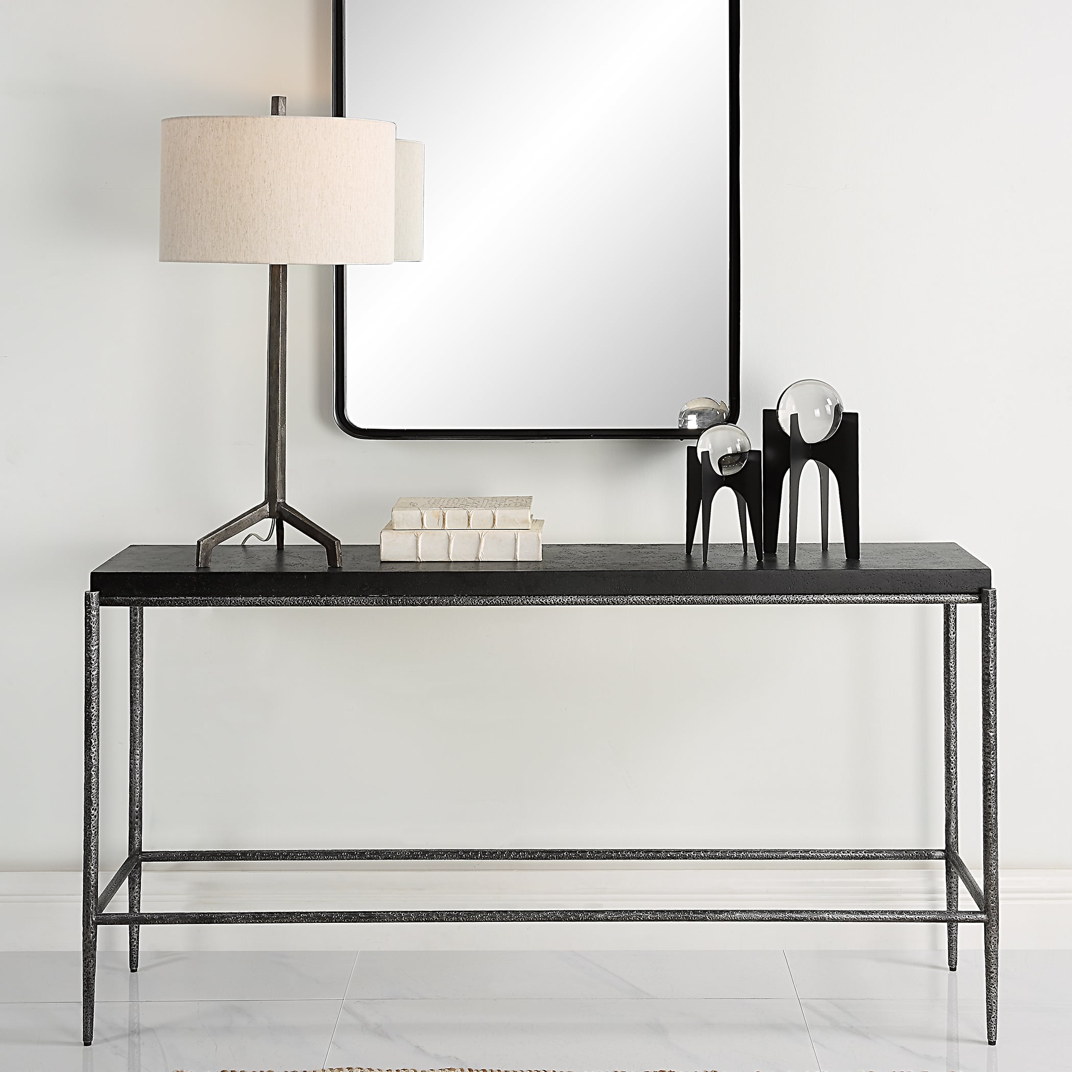 Uttermost Crescendo Crescendo Black Concrete Console Table