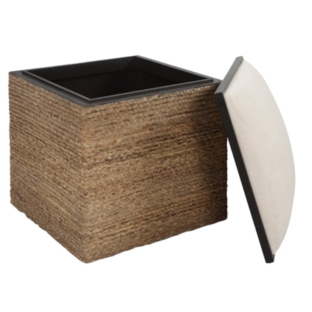 Island Square Straw Accent Stool