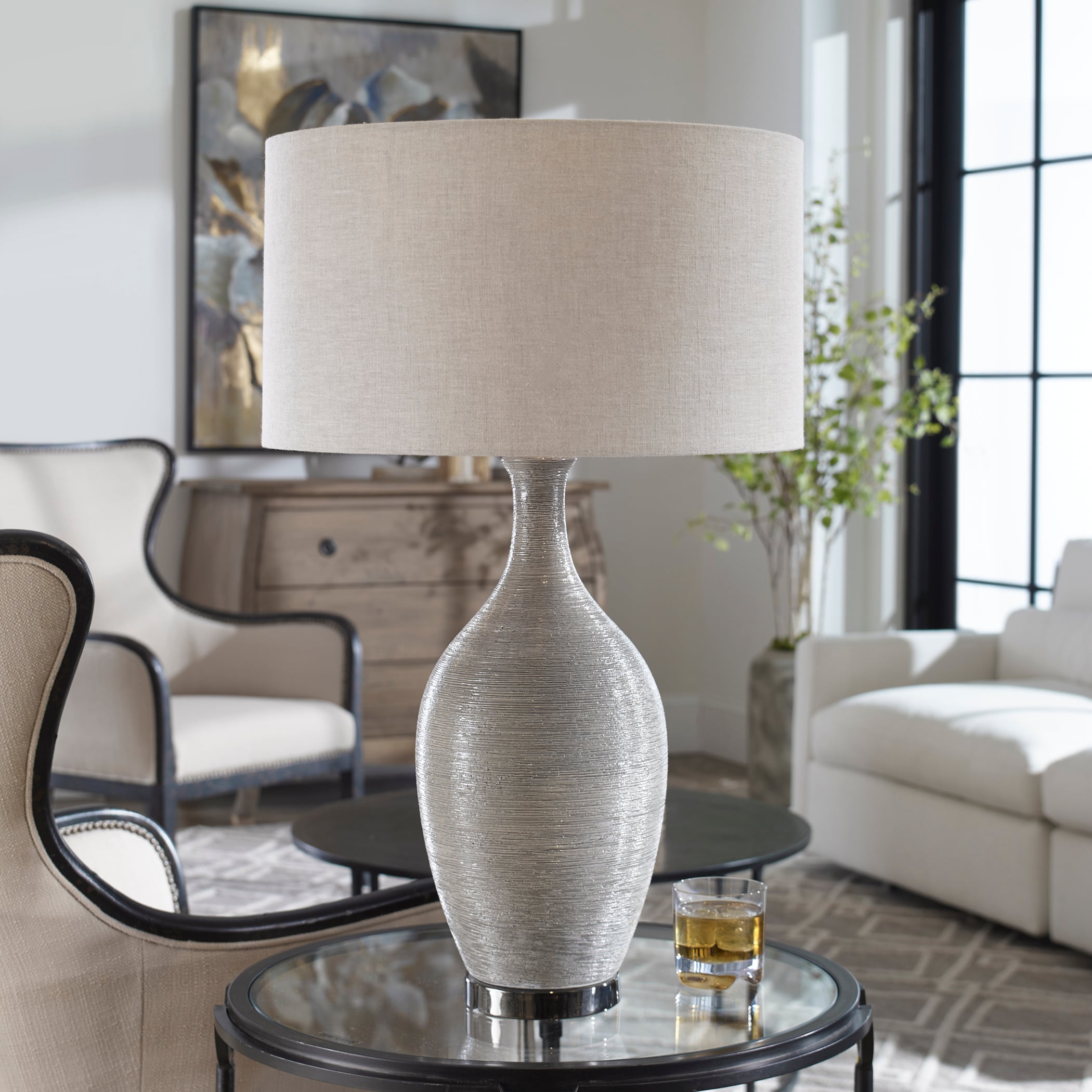 Uttermost Table Lamps Dinah Gray Textured Table Lamp