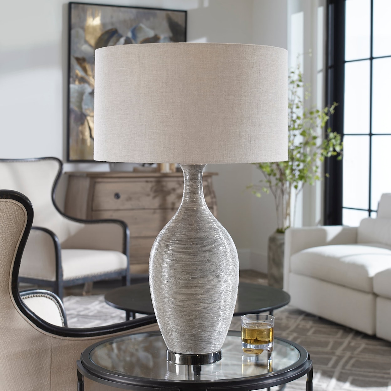 Uttermost Table Lamps Dinah Gray Textured Table Lamp