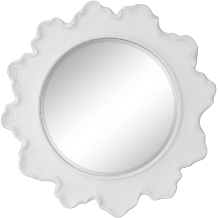 Sea Coral White Round Mirror