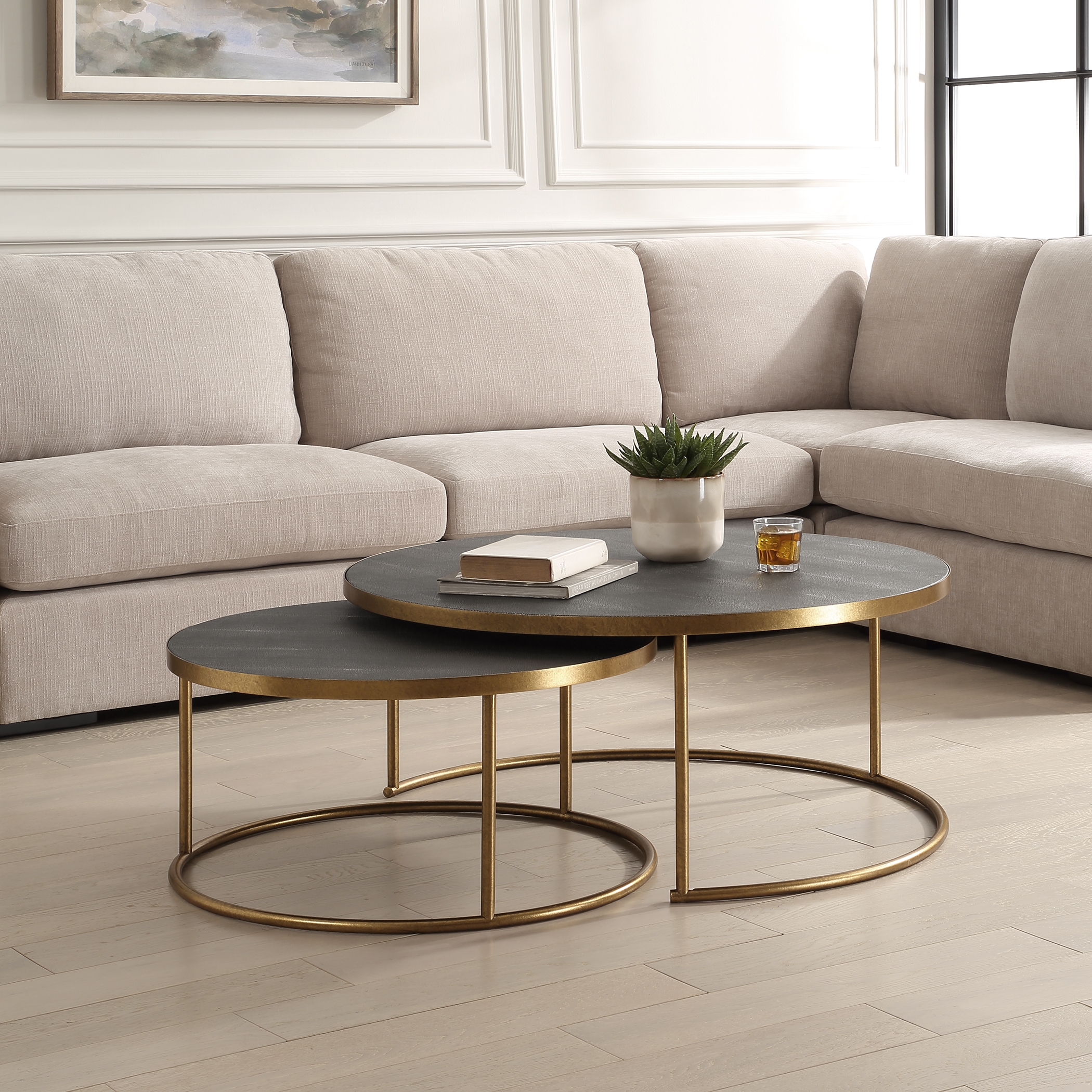 Aragon Gray Nesting Coffee Tables Set/2