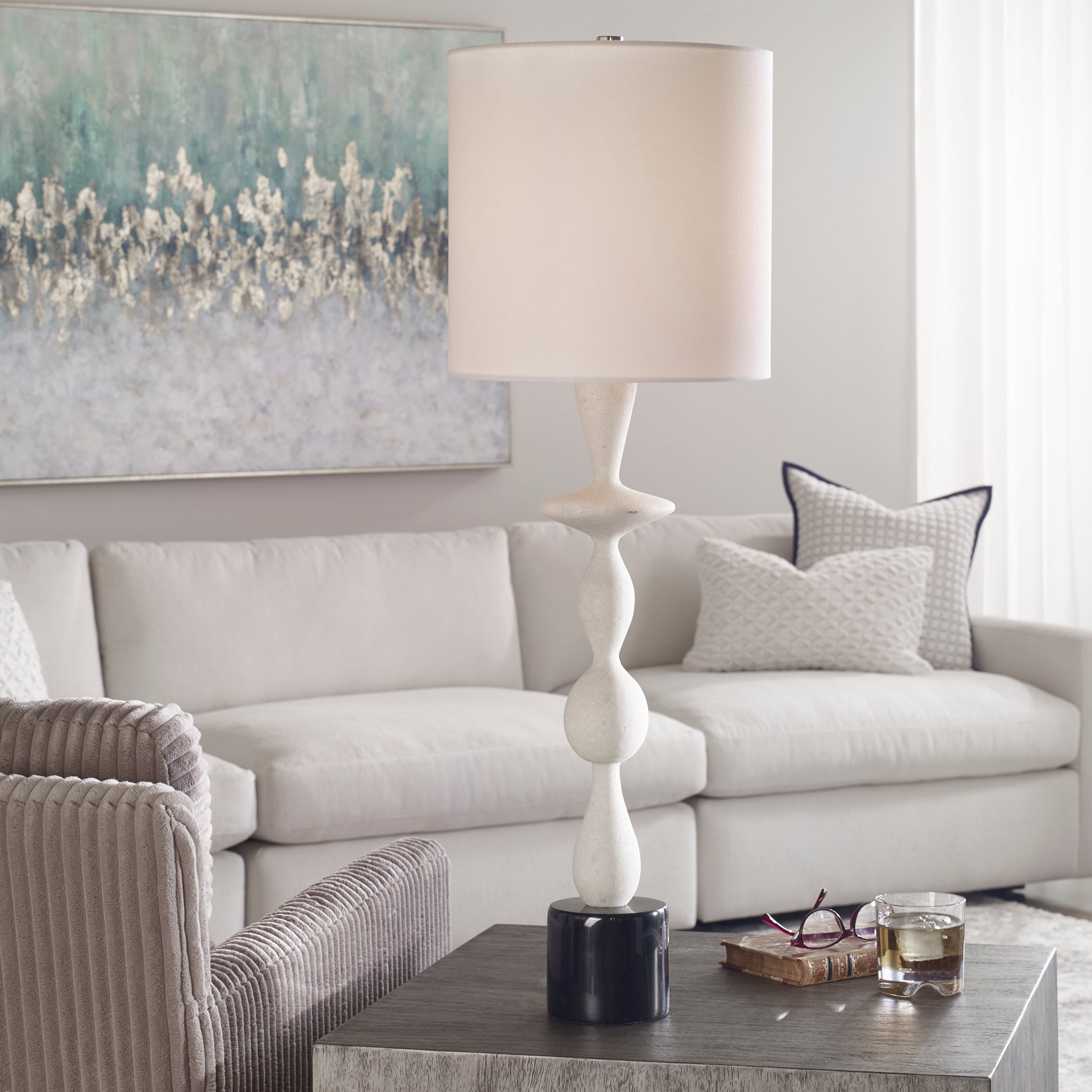 Uttermost Table Lamps Inverse White Marble Table Lamp