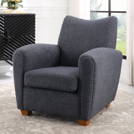 Gray Faux Shearling Accent Chair