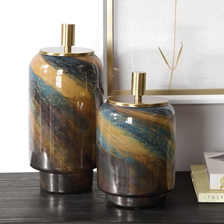 Celestial Tide Glass Containers Set/2