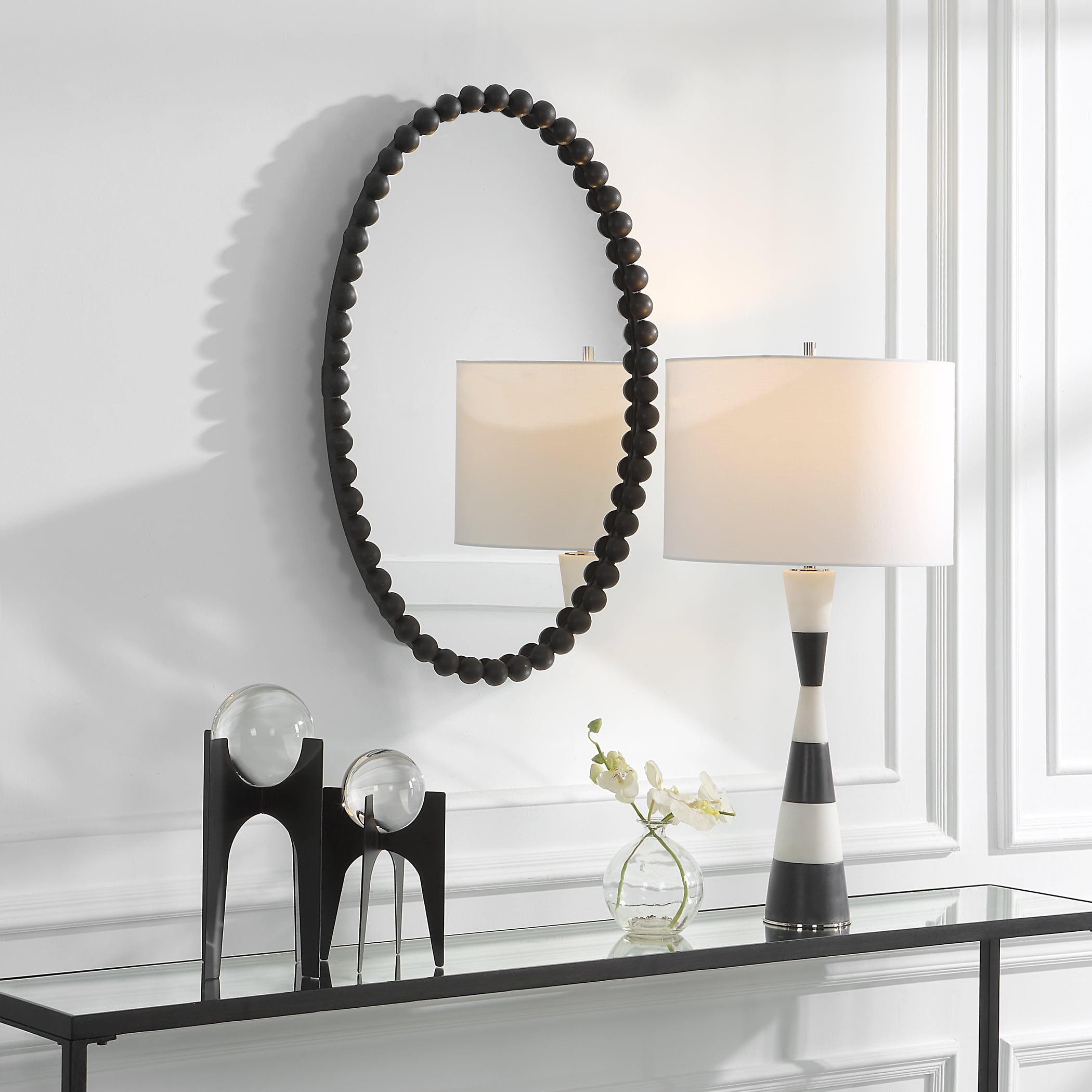 Oval Wall Mirror with Black Mirror Trim