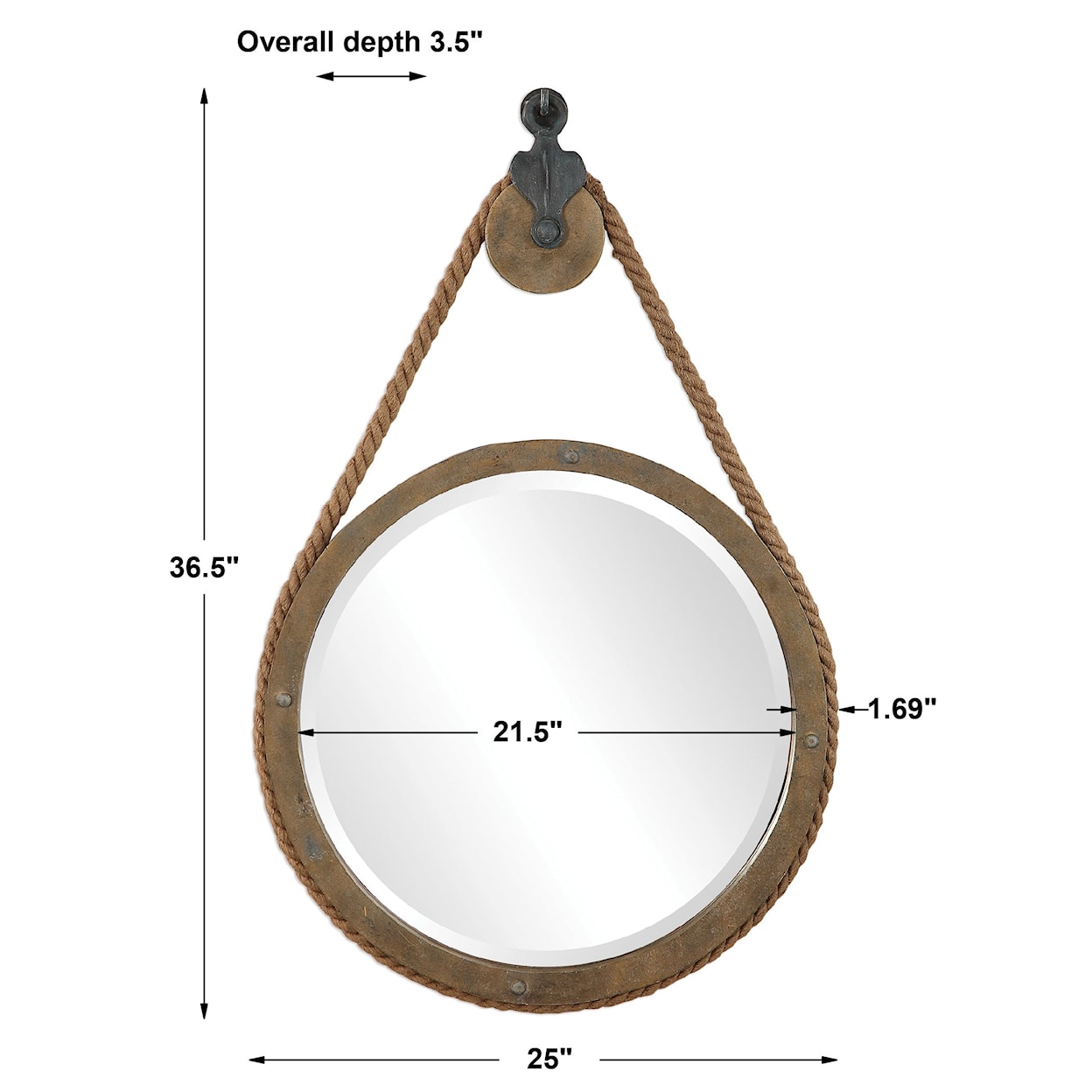 Uttermost Mirrors - Round Melton Round Pulley Mirror