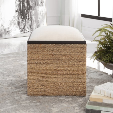 Island Square Straw Accent Stool