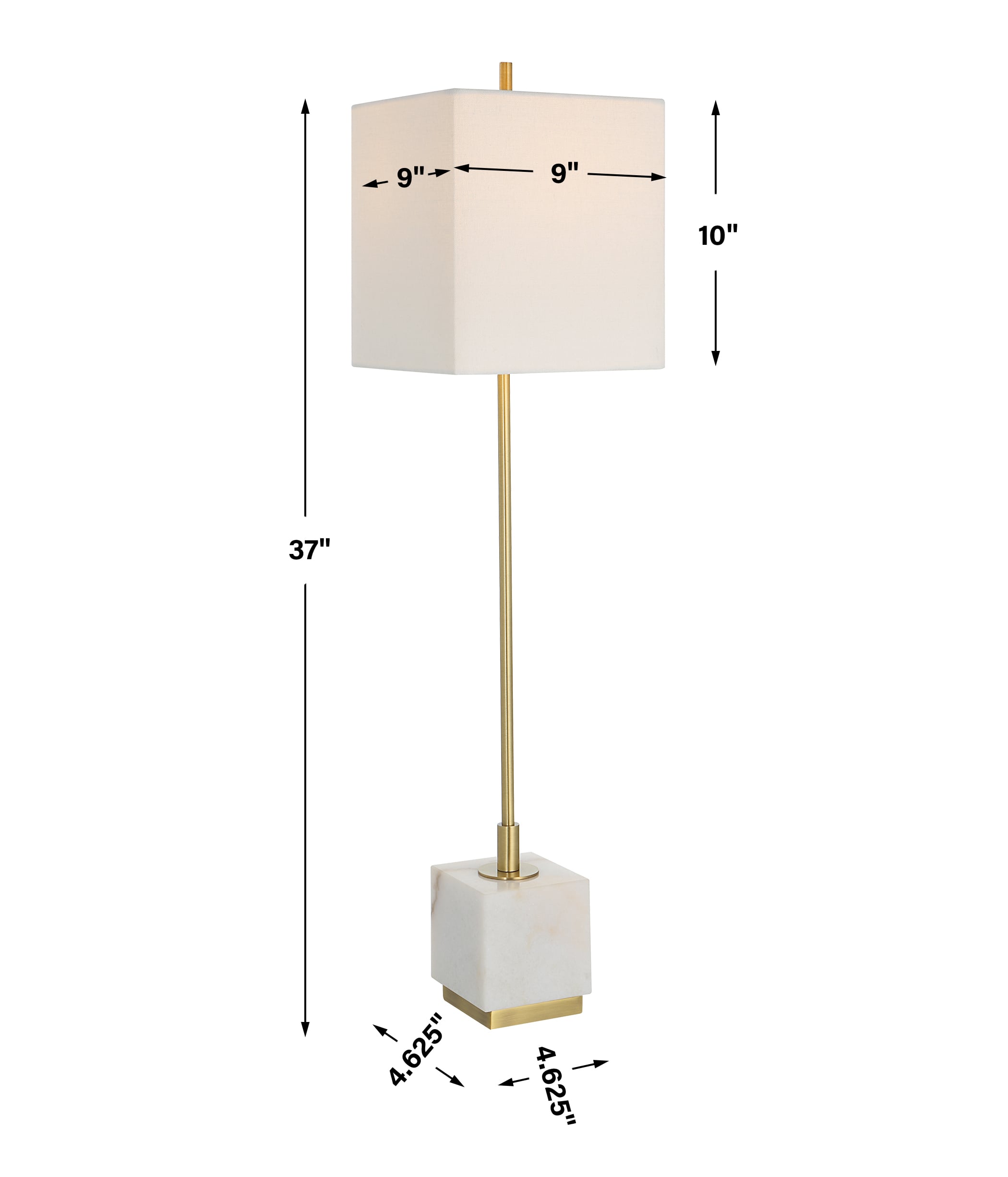 Uttermost Escort Brass Buffet Lamp with a Marble Block Foot