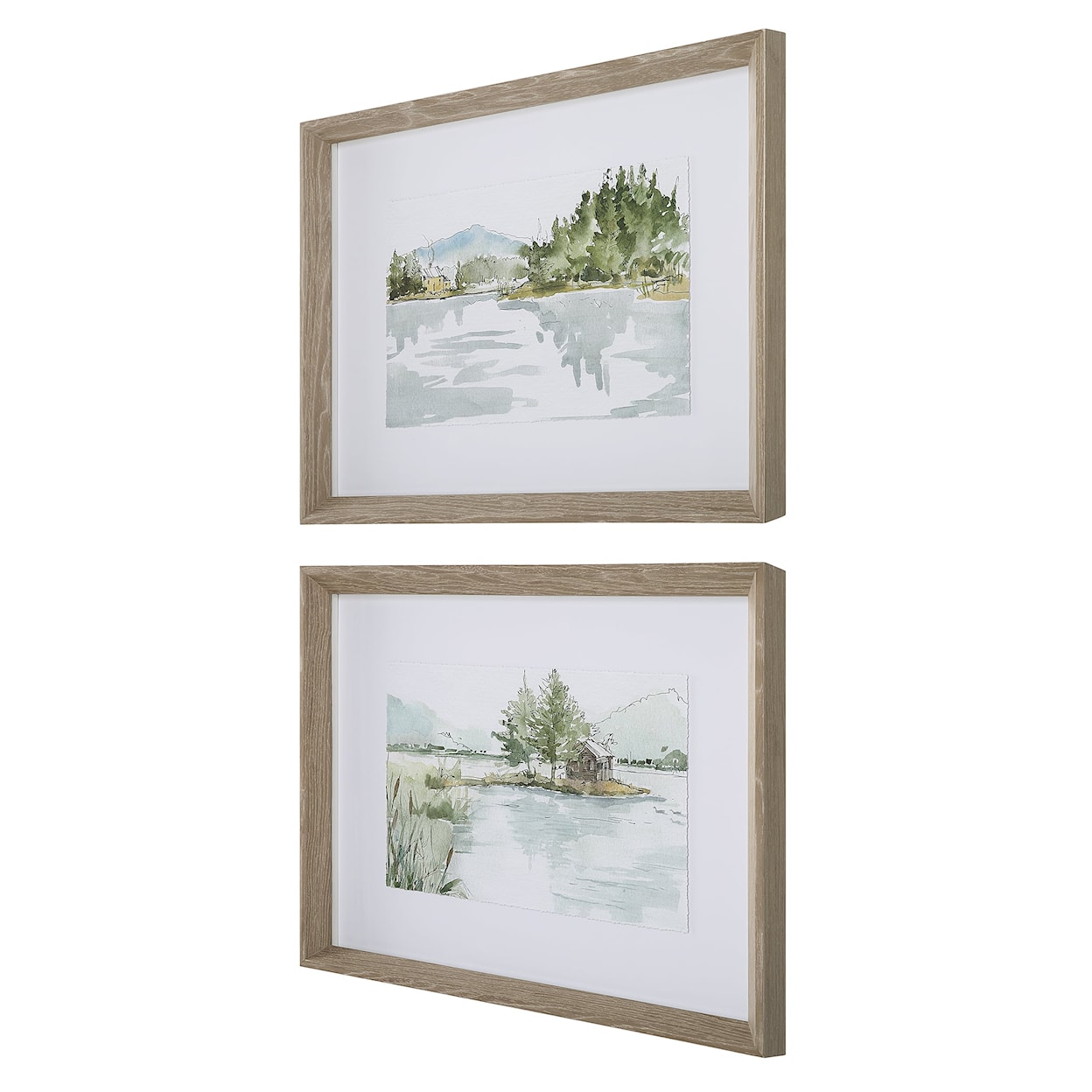 Uttermost Serene Serene Lake Framed Prints Set/2