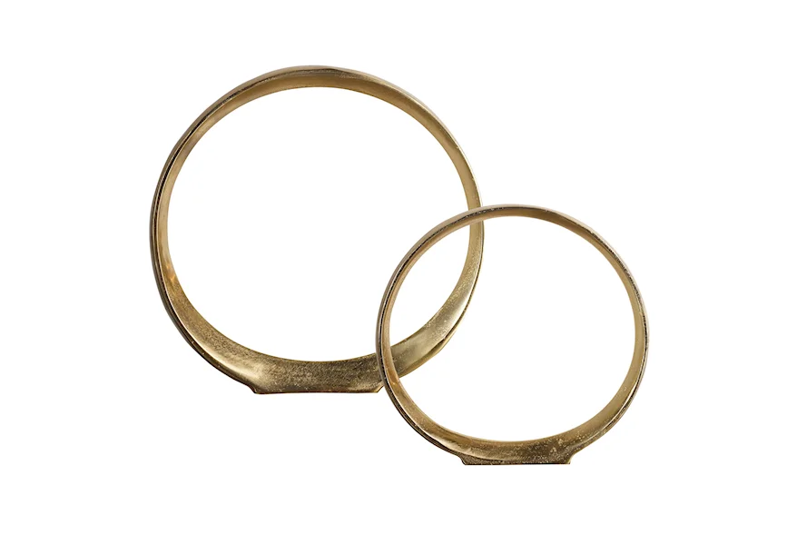 Accessories - Statues and Figurines Jimena Gold Ring Sculptures Set/2 by Uttermost at Wayside Furniture & Mattress