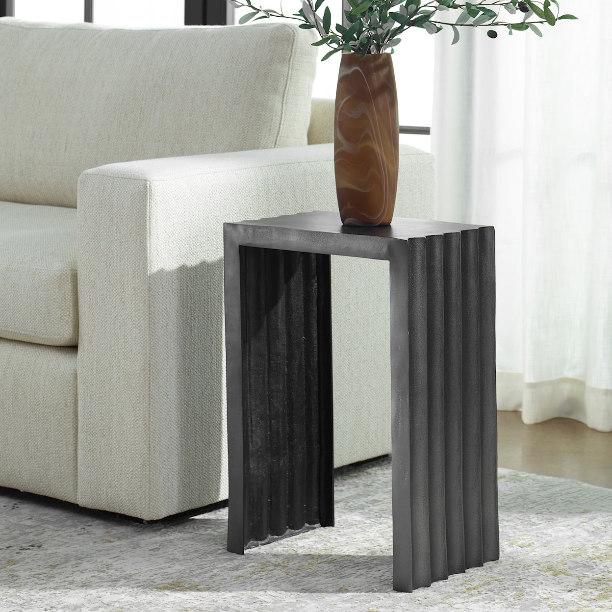 Uttermost In The Groove In The Groove Aluminum Accent Table