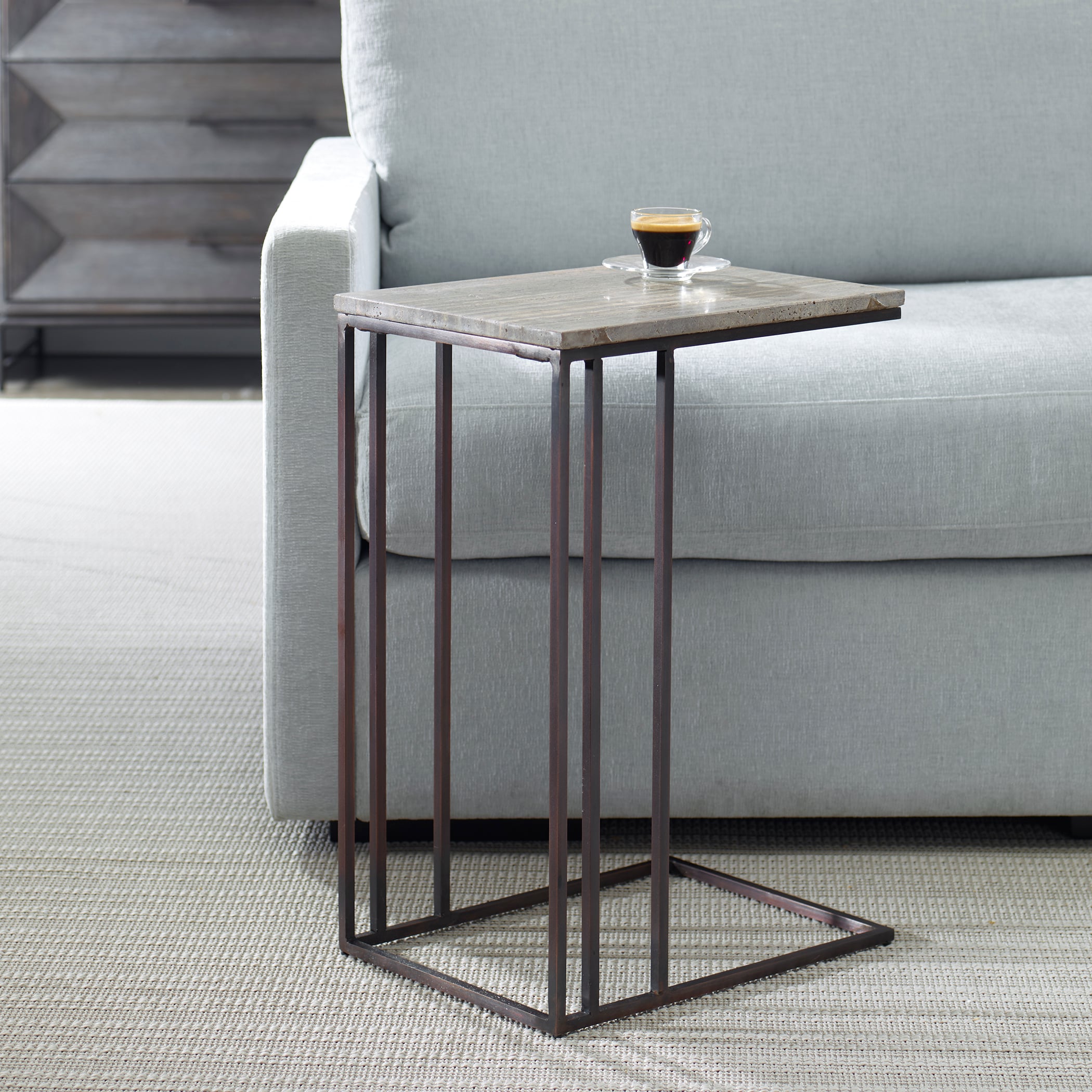 Theodore Travertine Accent Table
