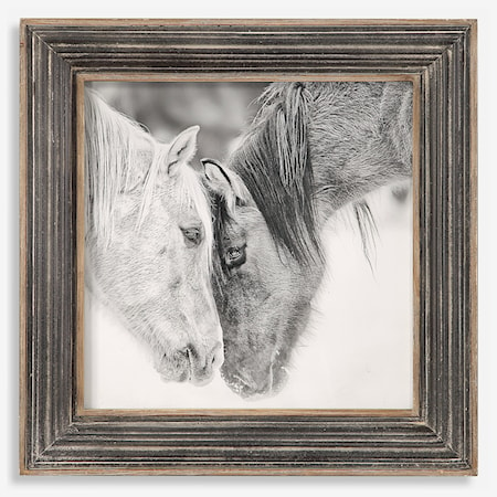 Custom Black And White Horses Print