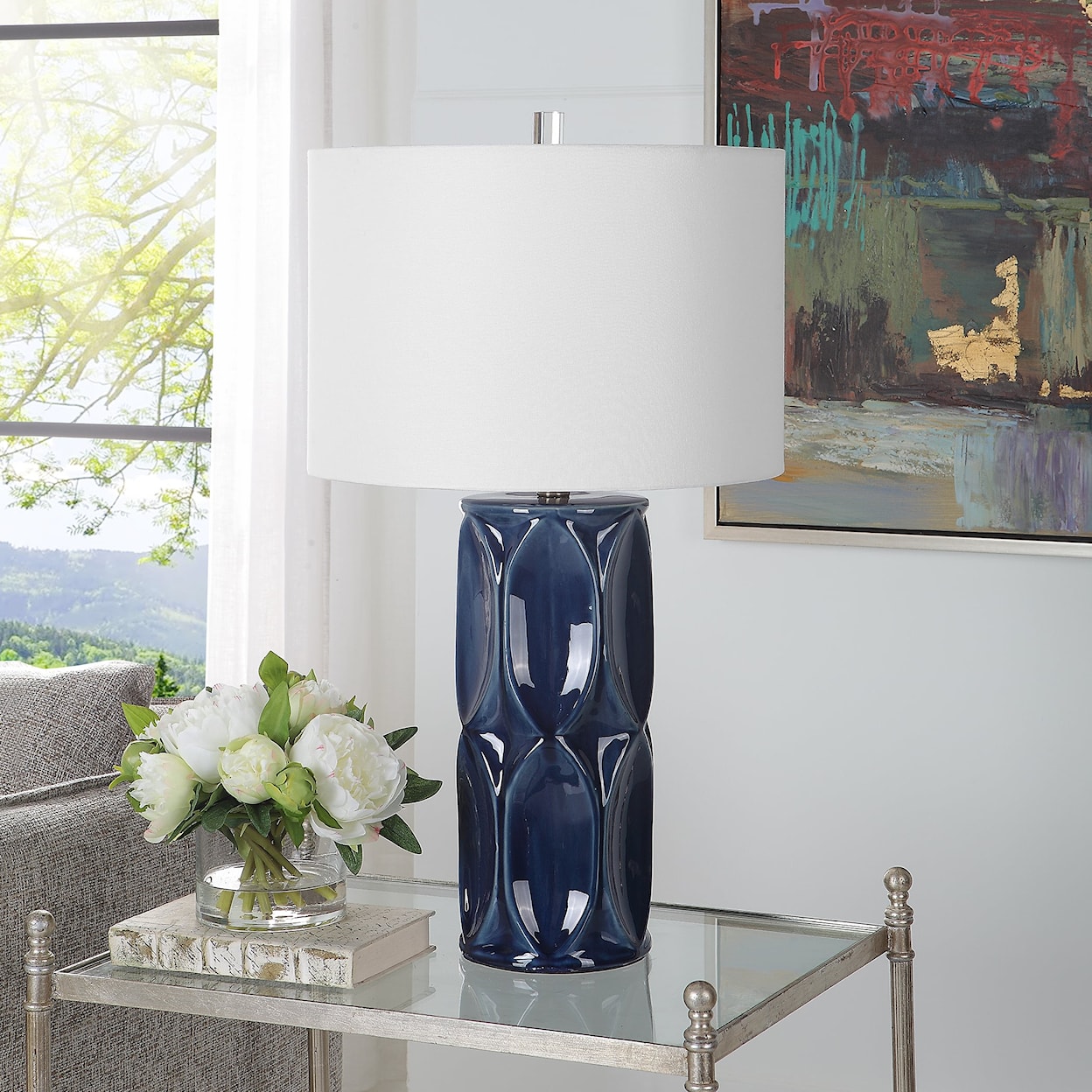 Uttermost Sinclair Ceramic Blue Table Lamp
