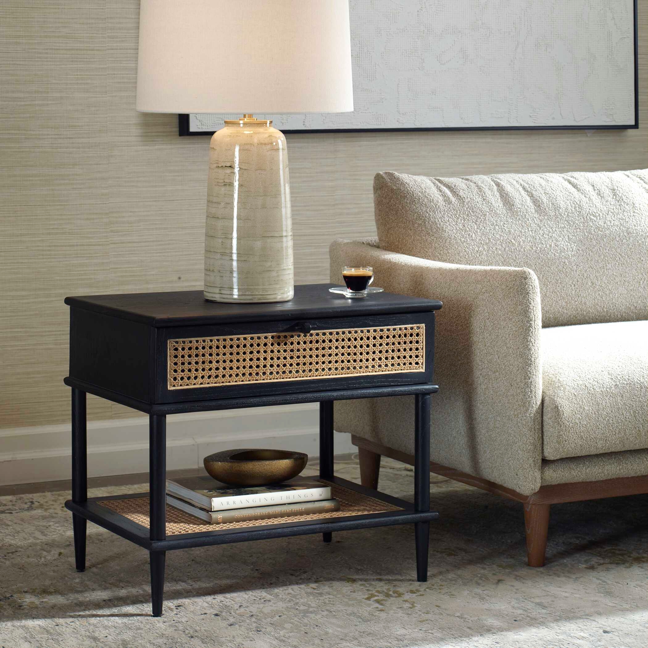 Coast Black Rattan Side Table