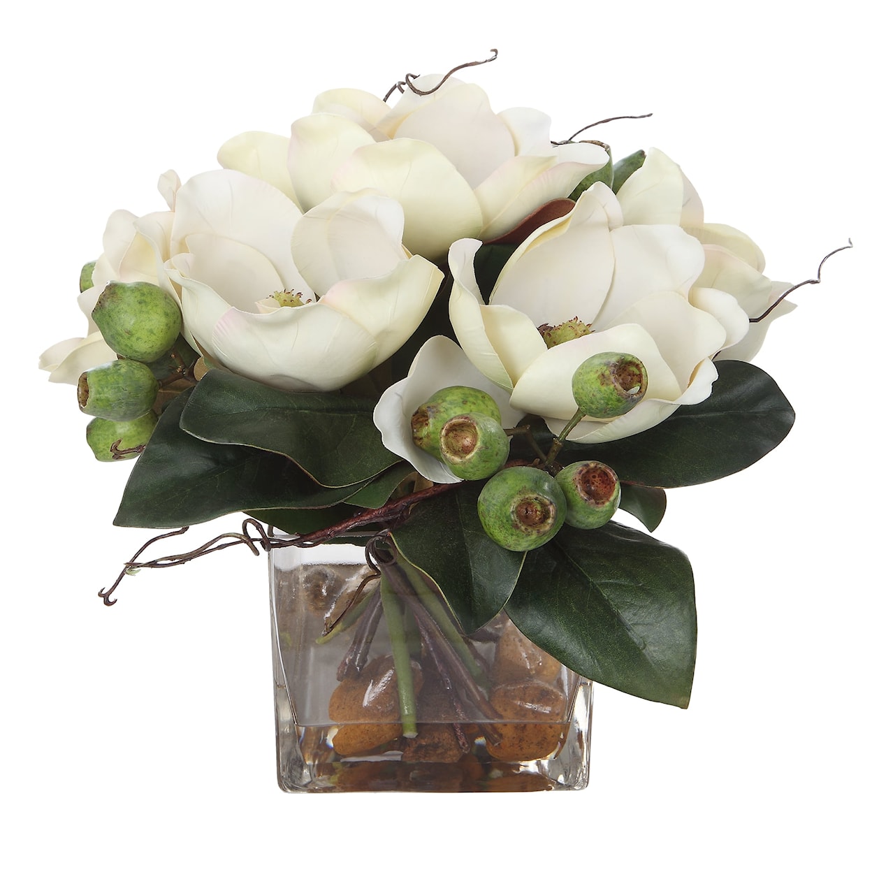 Uttermost Dobbins Magnolia Magnolia Bouquet with Glass Vase