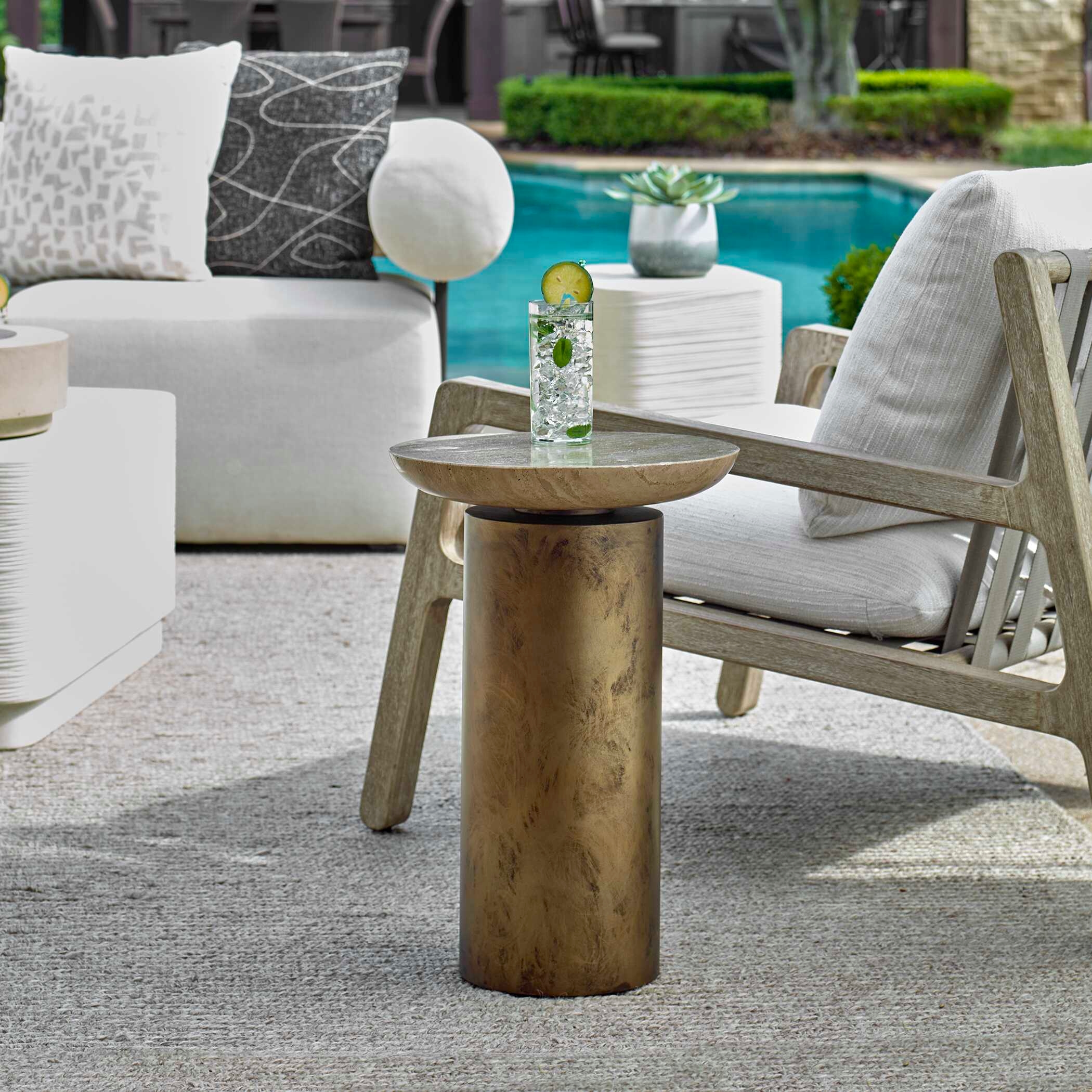 Oslo Brass Outdoor Accent Table