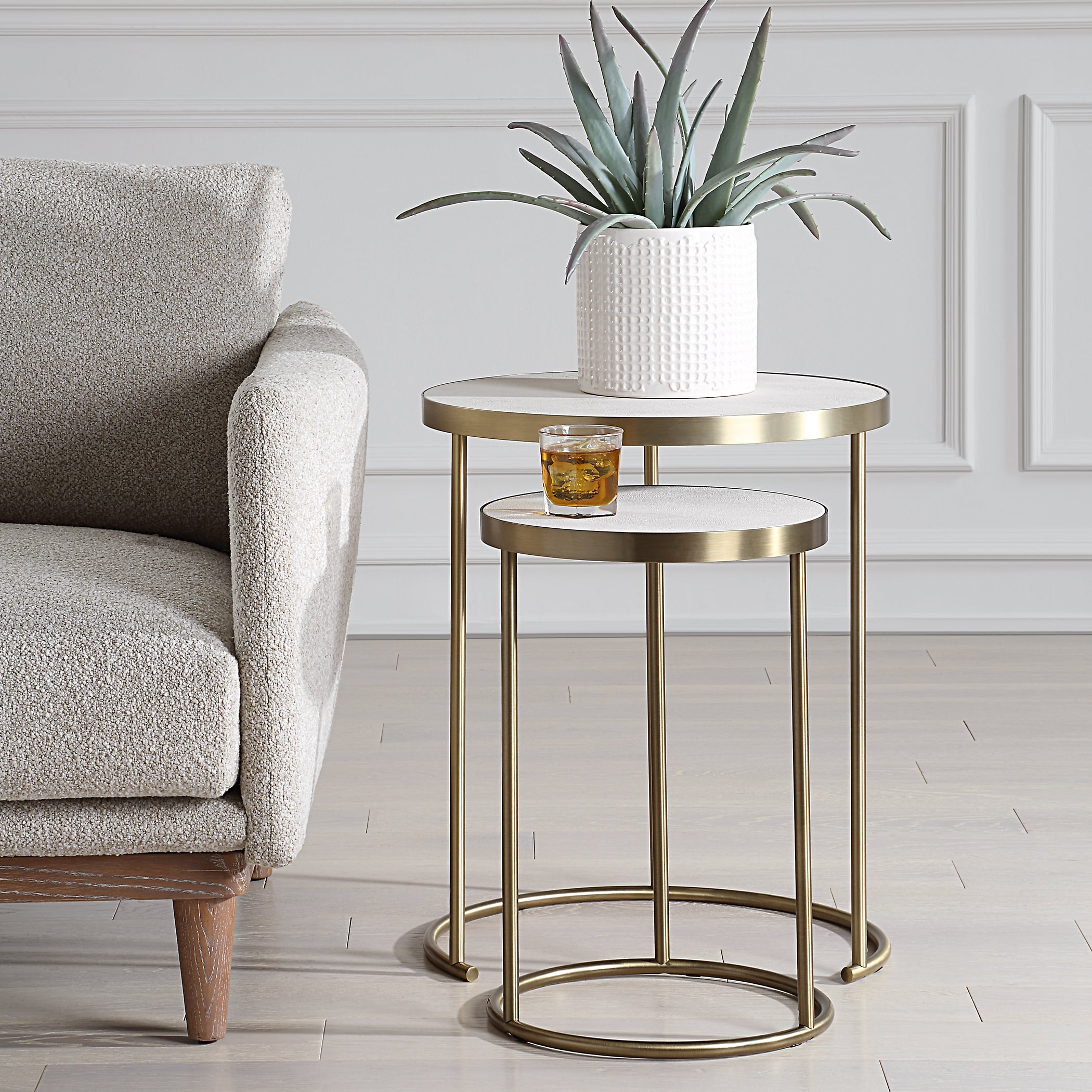 Aragon White Nesting Tables Set/2