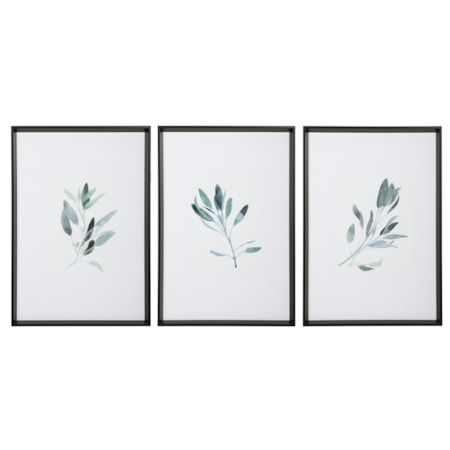 Simple Sage Watercolor Prints S/3