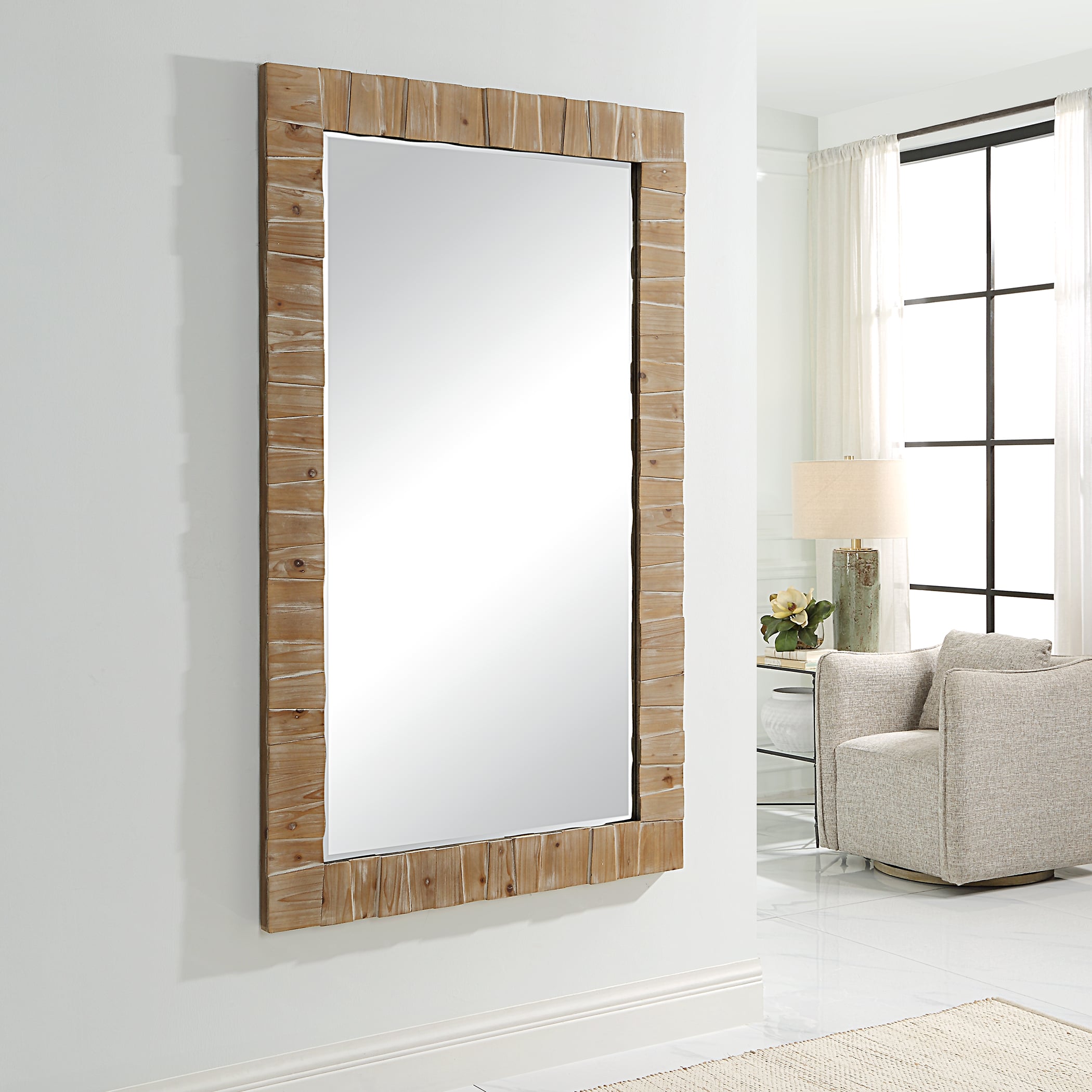 Ayanna Gray Washed Wood Mirror