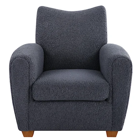 Contemporary Gray Faux Shearling Accent Chair