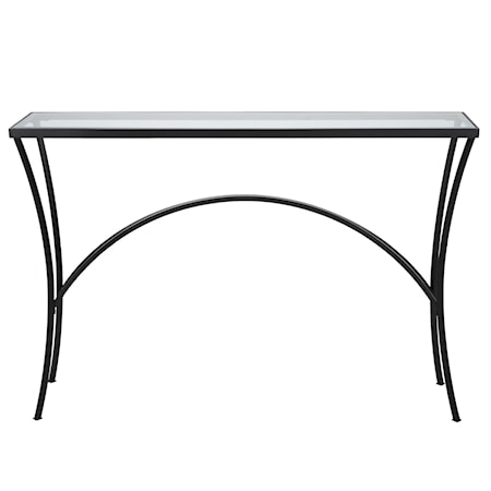 Alayna Black Metal & Glass Console Table