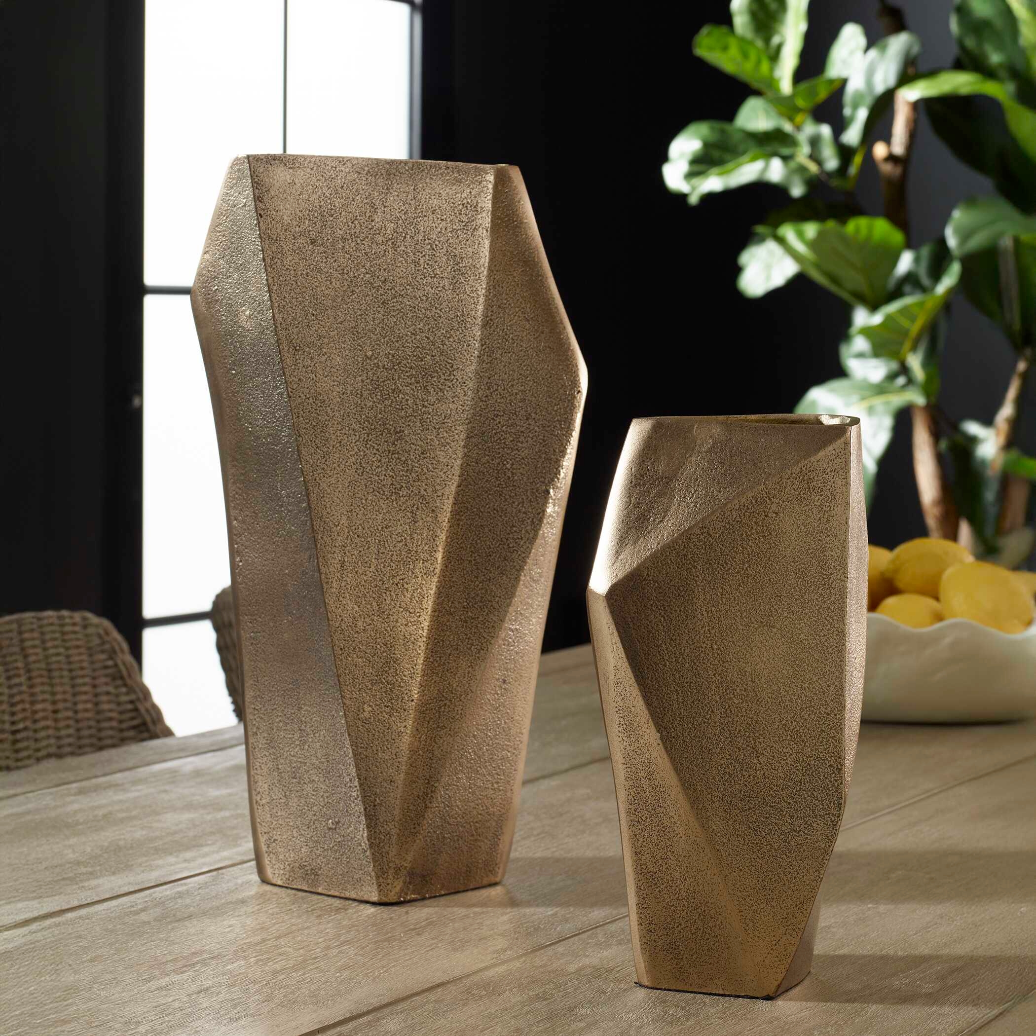 Geoform Indoor-Outdoor Brass Vases