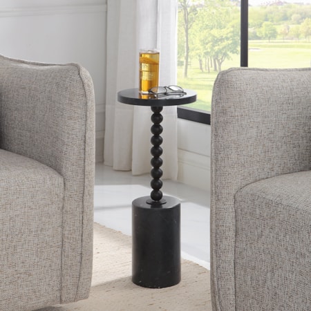 Bead Black Marble Drink Table