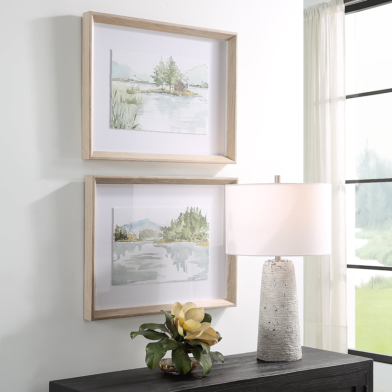 Uttermost Serene Serene Lake Framed Prints Set/2