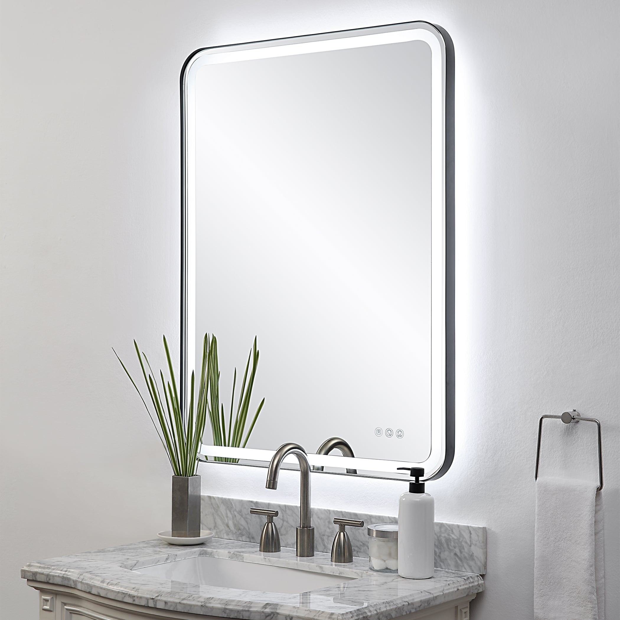 Crofton Lighted Black Large Mirror