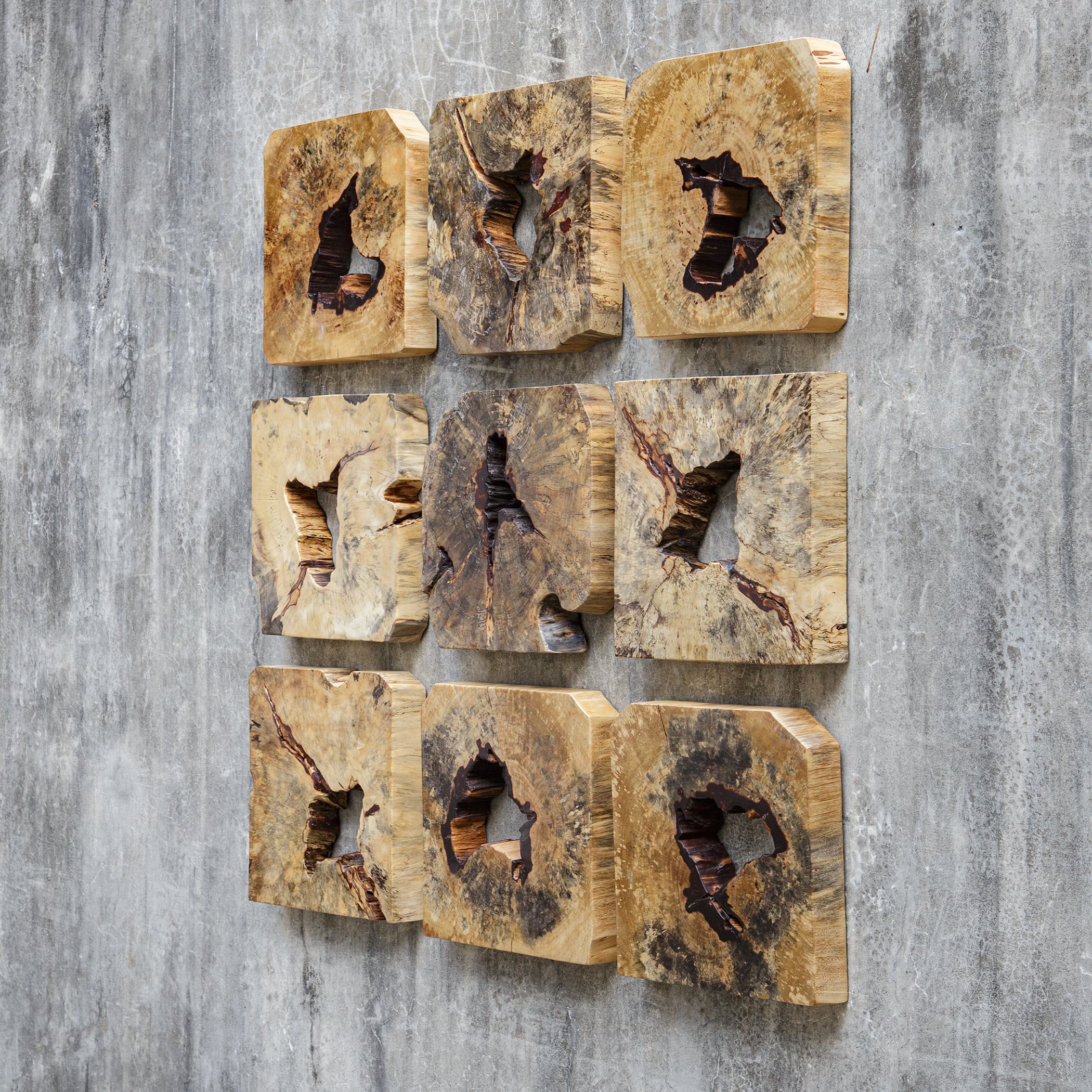 Uttermost Bahati Bahati Wood Wall Décor In Natural S/9