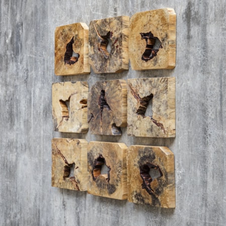 Bahati Wood Wall Décor In Natural S/9