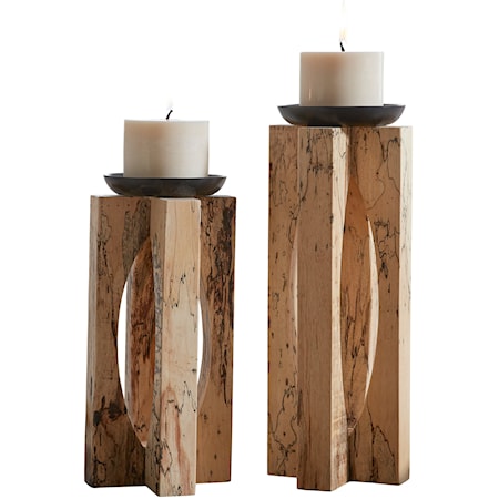 Ilva Wood Candleholders Set/2