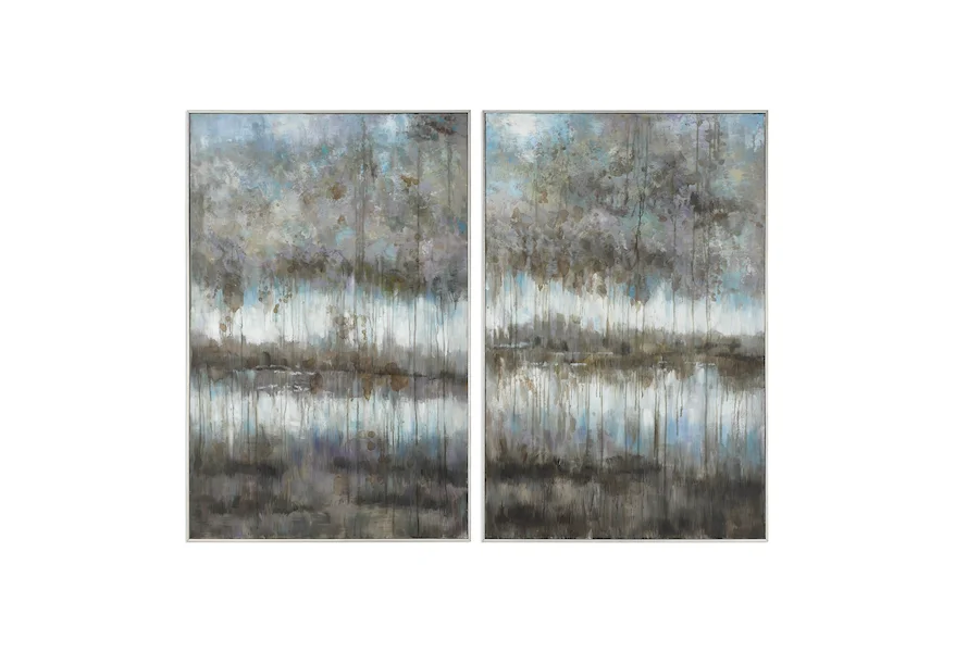 Art Gray Reflections Landscape Art Set of 2 by Uttermost at Wayside Furniture & Mattress