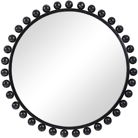 Cyra Black Round Mirror