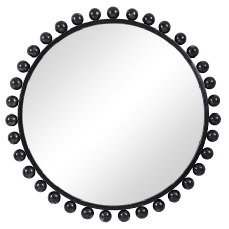 Cyra Black Round Mirror