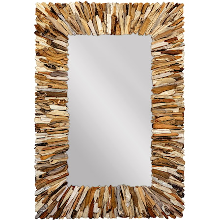 Teak Branch Rectangular Mirror