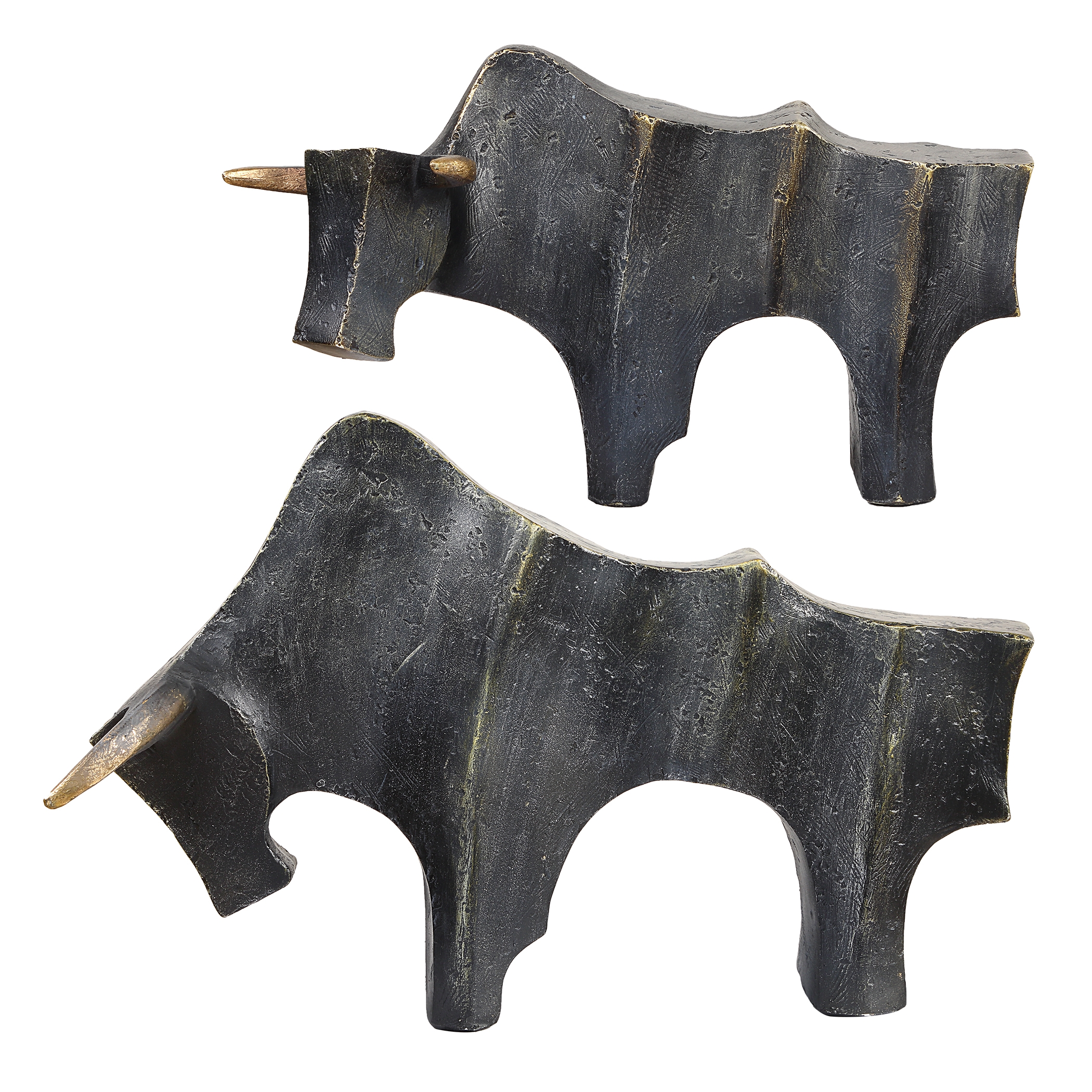 Regal Bull Bronze Sculptures Set/2