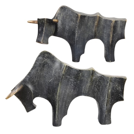 Regal Bull Bronze Sculptures Set/2