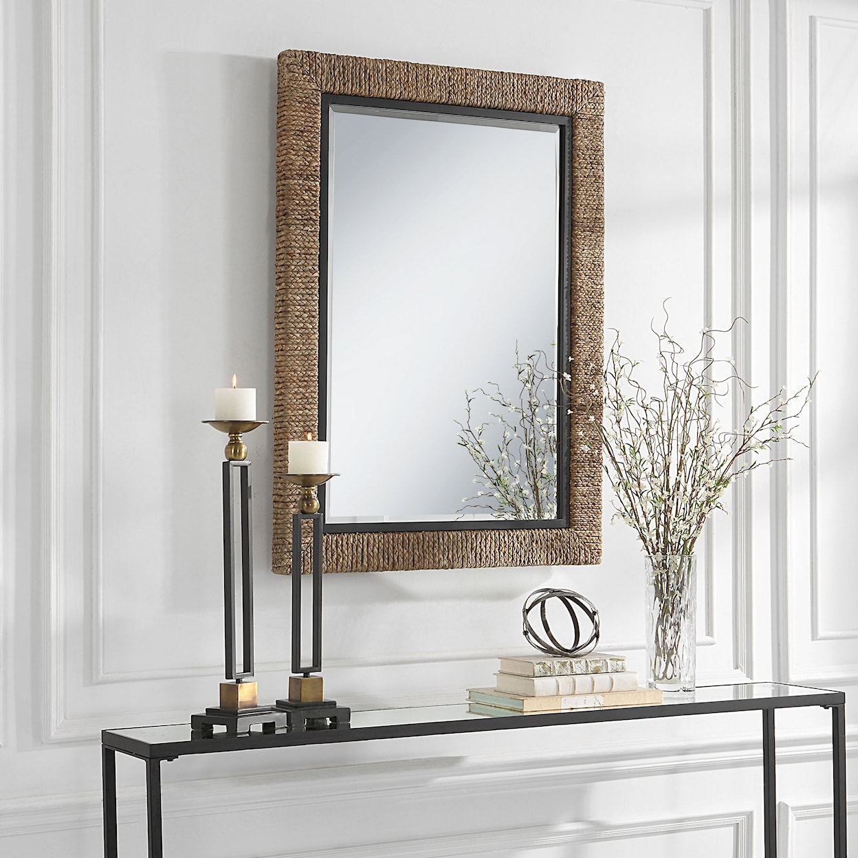 Uttermost Island Island Braided Straw Mirror