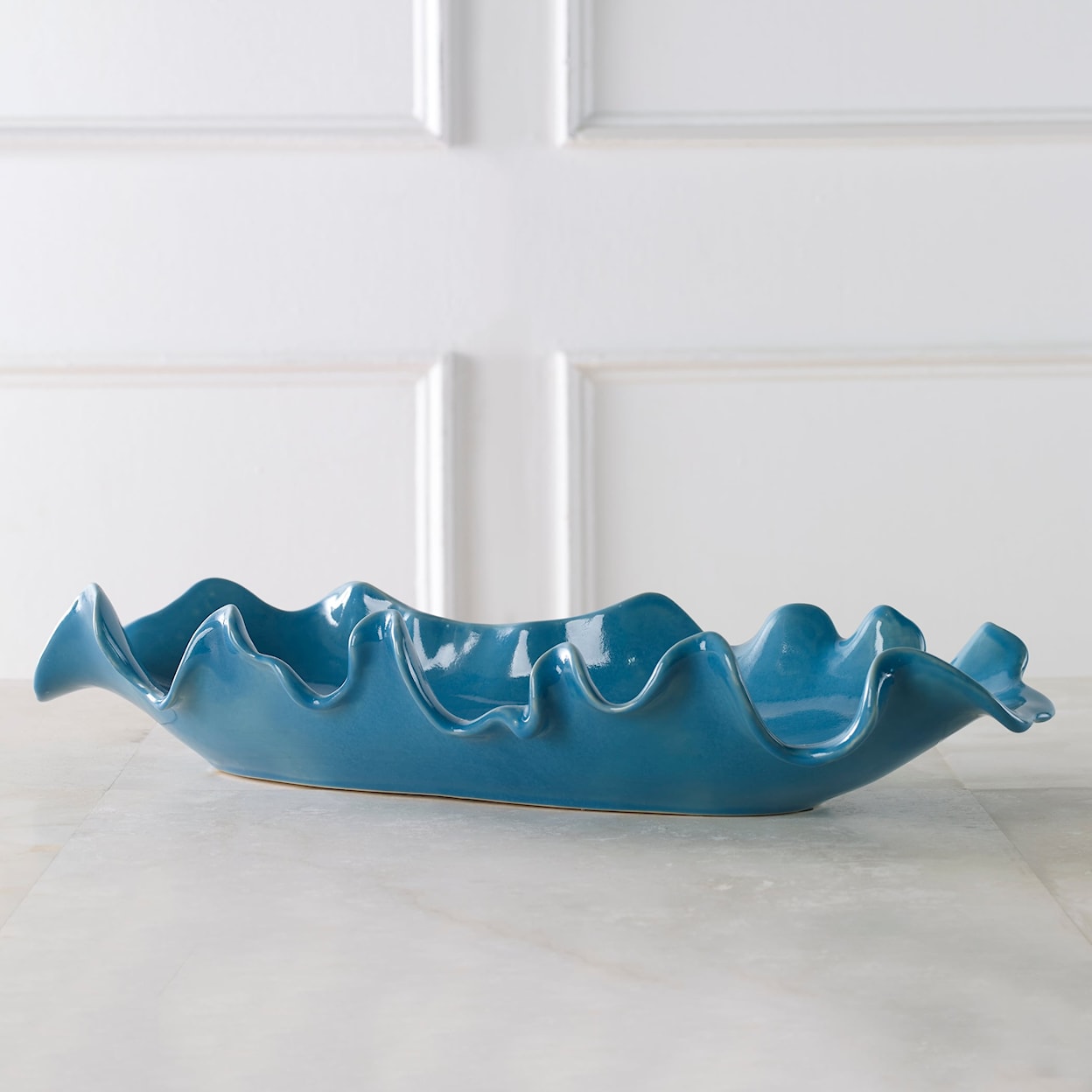 Uttermost Ruffled Feathers Ruffled Feathers Blue Bowl