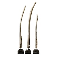 Teak Branches Statues, Set of 3