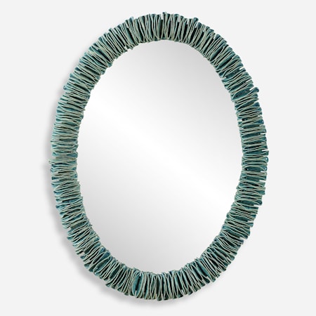 Bonaire Teal Blue Oval Mirror