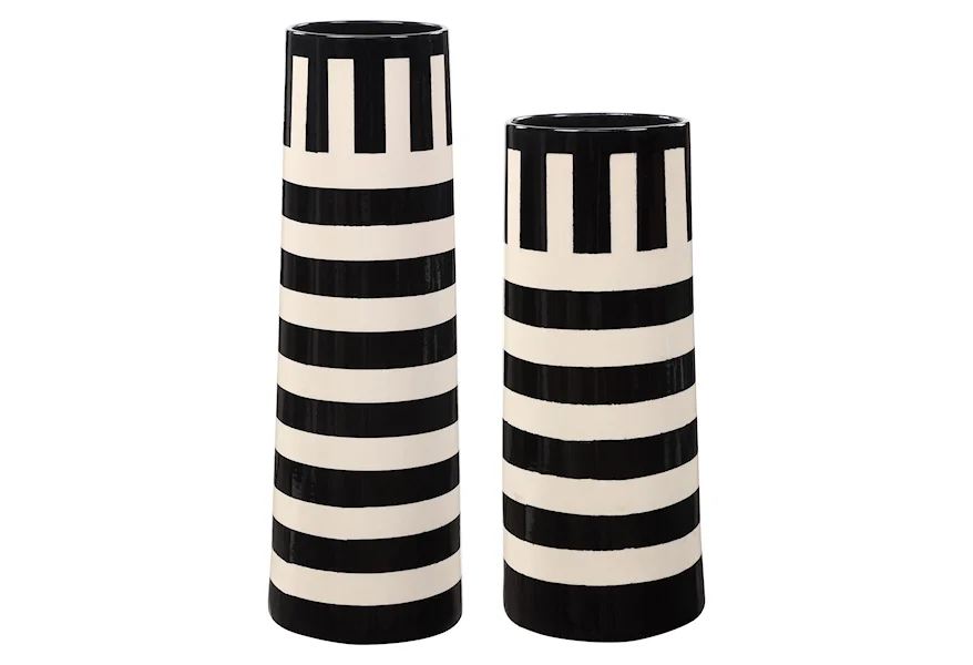 Accessories - Vases and Urns Black & White Vases, S/2 by Uttermost at Mueller Furniture