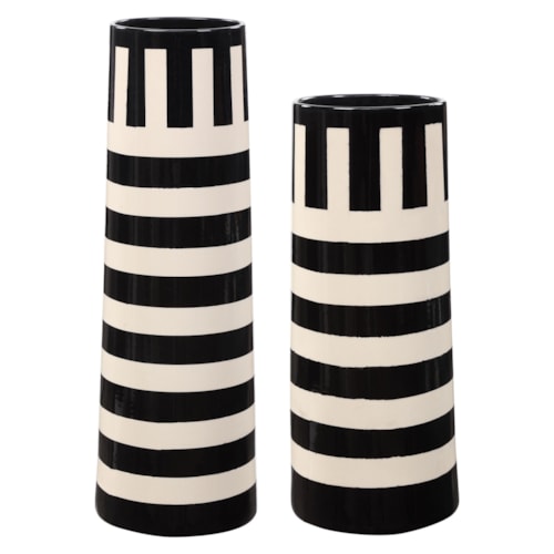 Black & White Vases, Set of 2