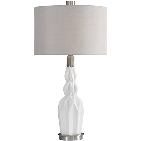 Cabret Gloss White Ceramic Table Lamp